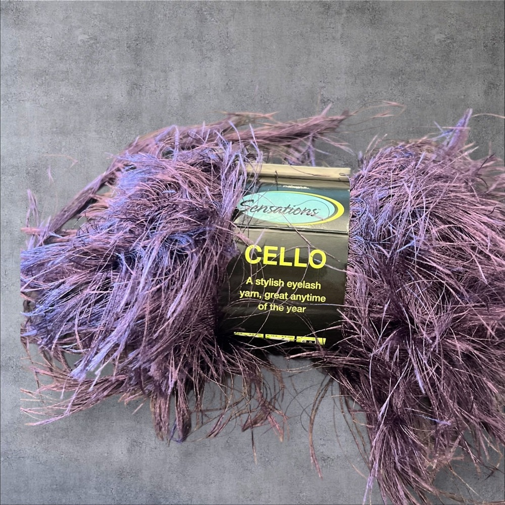 Sensations Cello‎ Eyelash Yarn 1.75oz Dark Purple 54 Yards NEW